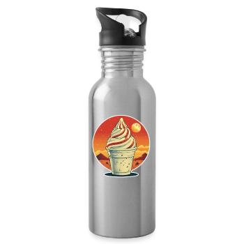 Eisbecher Porträt - Trinkflasche mit integriertem Trinkhalm - Lightsilver - Rechts