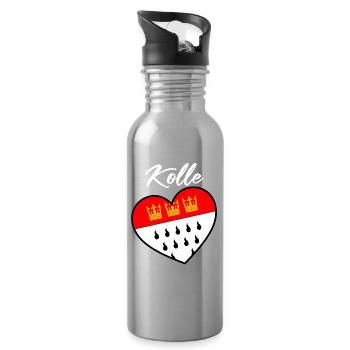 Köln Kölle Karneval Alaaf Kölner Kölsch Veedel - Trinkflasche mit integriertem Trinkhalm - Lightsilver - Rechts