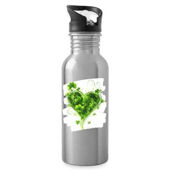 Saint-Patrick Shamrock Heart - Gourde avec paille intégrée - argent clair - Droite