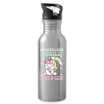 Oh you still have tonsils that s cute - Trinkflasche mit integriertem Trinkhalm - Lightsilver - Rechts