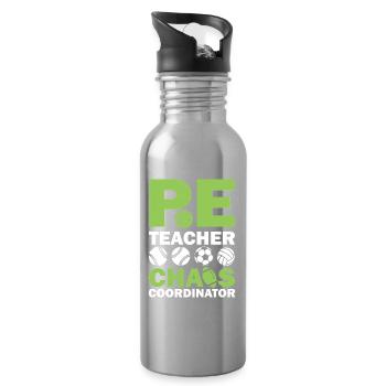 PE teacher chaos coordinator - Trinkflasche mit integriertem Trinkhalm - Lightsilver - Rechts