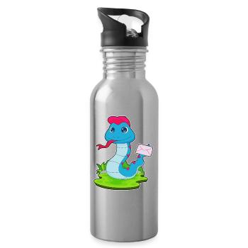 Snake Letter - Water bottle with straw - silver - Right
