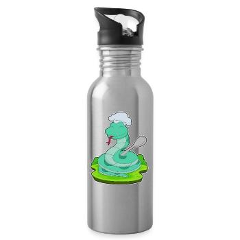 Schlange Koch Löffel Kochen - Trinkflasche mit integriertem Trinkhalm - Lightsilver - Rechts