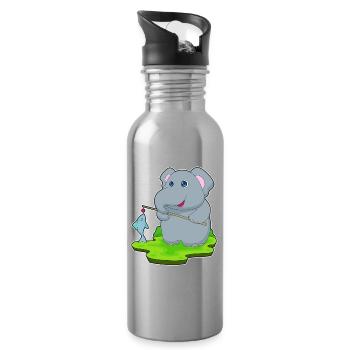 Pêche au poisson éléphant - Gourde avec paille intégrée - argent clair - Droite