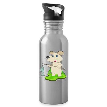 Pêche au poisson Dog Angler - Gourde avec paille intégrée - argent clair - Droite