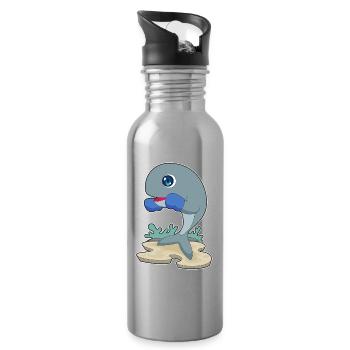 Whale Boxer Boxing Gloves Boxing - Water bottle with straw - silver - Right