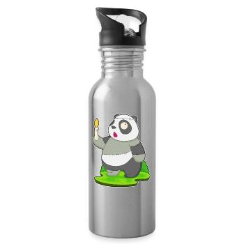 Panda Halloween Zombie - Trinkflasche mit integriertem Trinkhalm - Lightsilver - Rechts