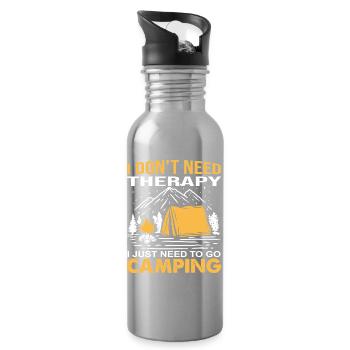 Ich brauche keine Therapie, ich gehe zum Campen - Trinkflasche mit integriertem Trinkhalm - Lightsilver - Rechts