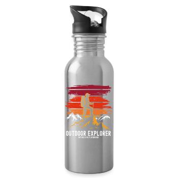 Outdoor Explorer Hiking & Mountaineering Nature - Water bottle with straw - silver - Right