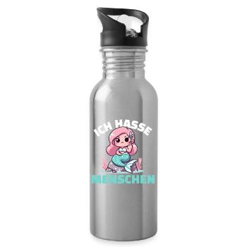 Cheeky mermaid with a cynical message - Water bottle with straw - silver - Right