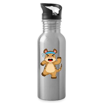 Erdmännchen Joggen Jogger Sport - Trinkflasche mit integriertem Trinkhalm - Lightsilver - Rechts