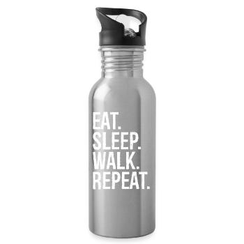 Eat Sleep Walk Repeat - Water bottle with straw - silver - Right
