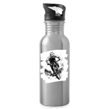 Mountainbiker Downhill Berge Radsport - Trinkflasche mit integriertem Trinkhalm - Lightsilver - Rechts