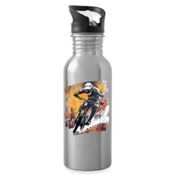 Mountainbiker Downhill Berge Radsport - Trinkflasche mit integriertem Trinkhalm - Lightsilver - Rechts