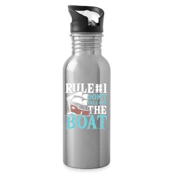 Rule number 1 don t fall off the boat - Trinkflasche mit integriertem Trinkhalm - Lightsilver - Rechts