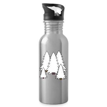 Baum Tannen Winter Schnee Tanne Winterzeit - Trinkflasche mit integriertem Trinkhalm - Lightsilver - Rechts