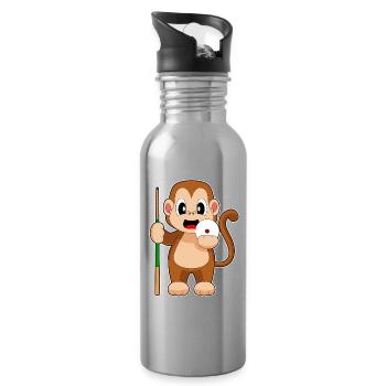 Affe Billiard Queue - Trinkflasche mit integriertem Trinkhalm - Lightsilver - Rechts