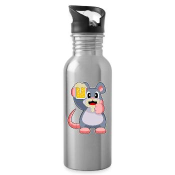 Maus Bier - Trinkflasche mit integriertem Trinkhalm - Lightsilver - Rechts