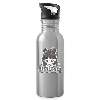 Chess player - Water bottle with straw - silver - Right