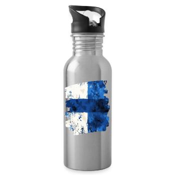 Drapeau finlandais Finlande - Gourde avec paille intégrée - argent clair - Droite