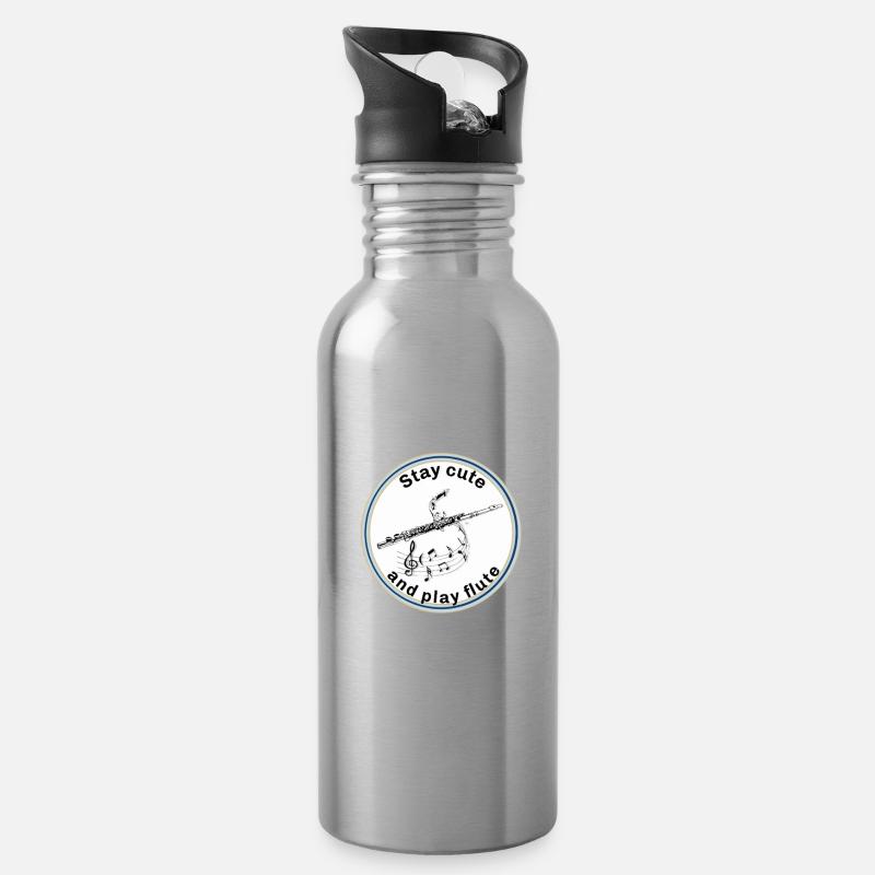 Flûte - Restez mignon et jouez de la flûte traversière - Gourde avec paille intégrée - argent clair