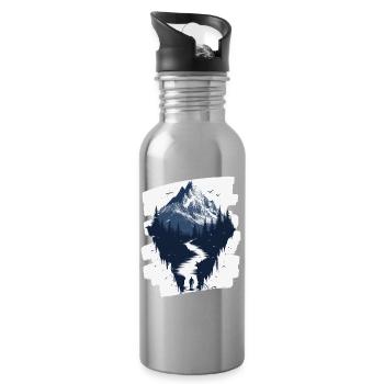 Berge - Trinkflasche mit integriertem Trinkhalm - Lightsilver - Rechts