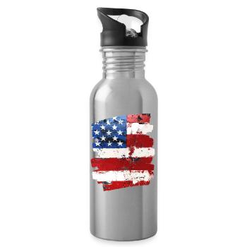 Drapeau des États-Unis d’Amérique - Gourde avec paille intégrée - argent clair - Droite