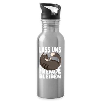 Lass Uns Fremde Bleiben - Trinkflasche mit integriertem Trinkhalm - Lightsilver - Rechts