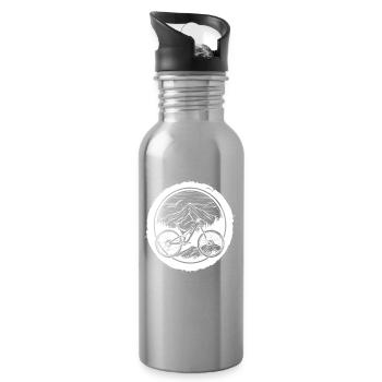 Mountain Bike Lover Sketch - Water bottle with straw - silver - Right