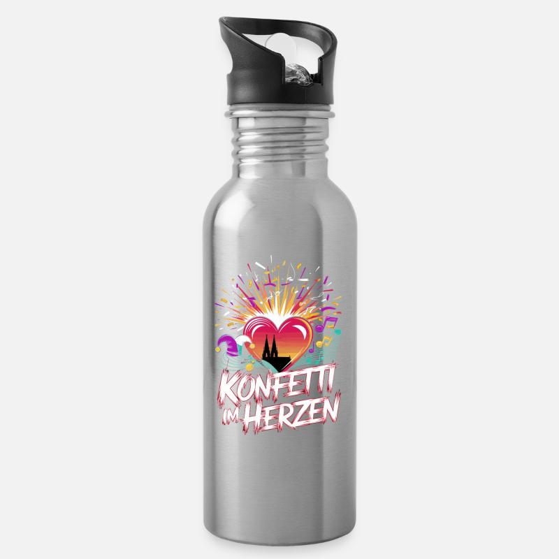 Köln Konfetti Im Herzen Karneval Herz Kölner Köln - Trinkflasche mit integriertem Trinkhalm - Lightsilver