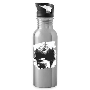 Berge - Trinkflasche mit integriertem Trinkhalm - Lightsilver - Rechts
