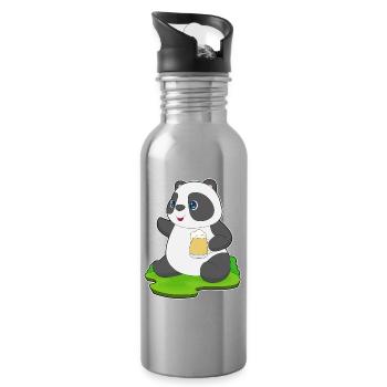 Panda Bier - Trinkflasche mit integriertem Trinkhalm - Lightsilver - Rechts