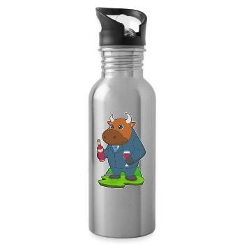 Taurus Bottle of Red Wine - Water bottle with straw - silver - Right
