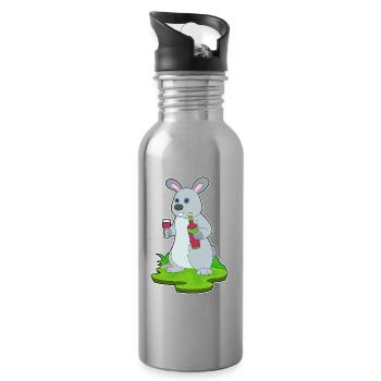 Hase Bottle of Red Wine - Water bottle with straw - silver - Right
