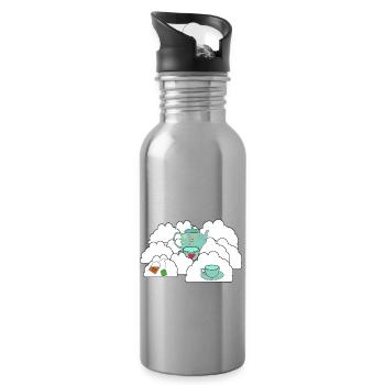 Himmlisch Himmel Tee Teekanne Genuss - Trinkflasche mit integriertem Trinkhalm - Lightsilver - Rechts
