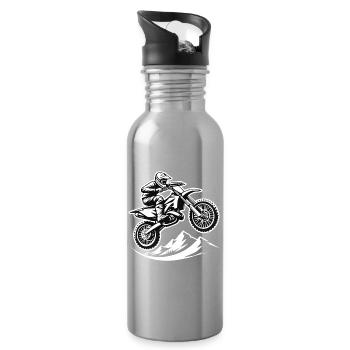 Motorcross - Trinkflasche mit integriertem Trinkhalm - Lightsilver - Rechts