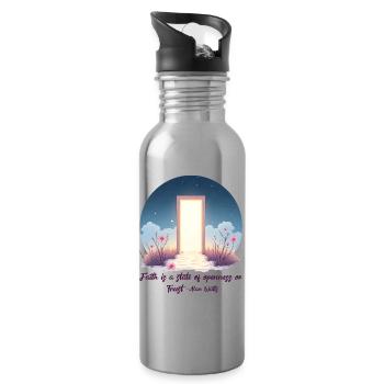 Open Door Trust Alan Watts Faith Zitat - Trinkflasche mit integriertem Trinkhalm - Lightsilver - Rechts