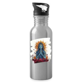 Yoga Namaste Meditation - Trinkflasche mit integriertem Trinkhalm - Lightsilver - Rechts