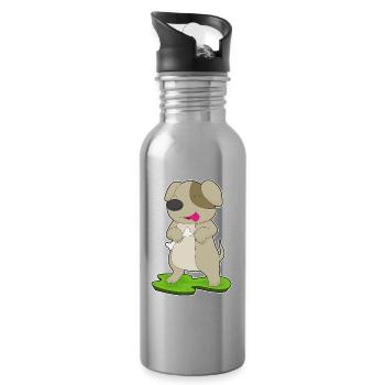 Os de chien - Gourde avec paille intégrée - argent clair - Droite