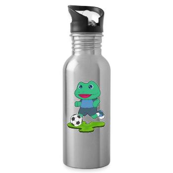 Frog Soccer Player Soccer - Water bottle with straw - silver - Right