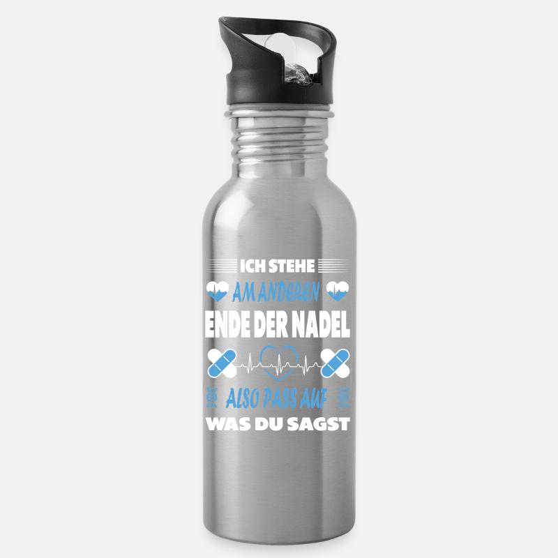 Pflegerin Geschenke Pflege Lustig Krankenpflegerin - Trinkflasche mit integriertem Trinkhalm - Lightsilver