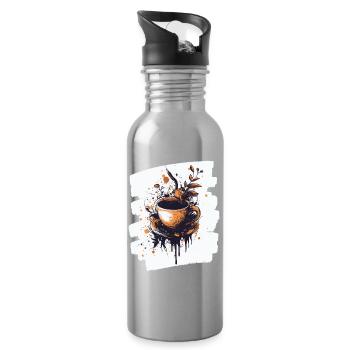 Coffee Coffee Coffee Lovers - Water bottle with straw - silver - Right