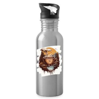 Coffee Coffee Coffee Lovers - Water bottle with straw - silver - Right