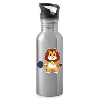 Lion Tennis de table Raquette de tennis de table - Gourde avec paille intégrée - argent clair - Droite