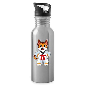 Tiger Karate Kampfsport - Trinkflasche mit integriertem Trinkhalm - Lightsilver - Rechts