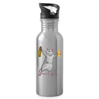 Ratte Flasche Bier - Trinkflasche mit integriertem Trinkhalm - Lightsilver - Rechts