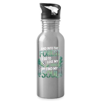Into The Forest I Go To Lose My Mind Find My Soul - Water bottle with straw - silver - Right