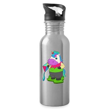 Unicorn Kite Flying Kite - Water bottle with straw - silver - Right