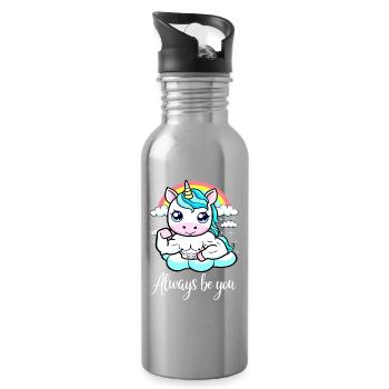 Unicorn Gym Motivation - Always Be You - Water bottle with straw - silver - Right