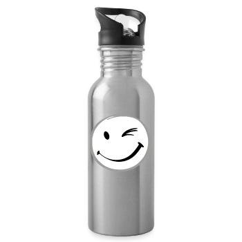 Clin d’œil sourire - Gourde avec paille intégrée - argent clair - Droite